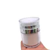 Acrylic Cosmetic Jars Airless Plastic Hand Face Cream Jar Round Bottle with Shiny Silver Collar 15g 30g 50g Laasa