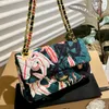 Designer Women Shoulder Bag 26c Pure Cotton Beautiful Painted Print Gold Hardware Metal Buckle Luxury Handbag Matelasse Chain Crossbody Bag Makeup Bag Fashion Bags