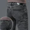 Jeans da uomo Classic Stretch avanzato grigio stile pantaloni lunghi di marca quattro stagioni Pantaloni denim slim fit alla moda da uomo