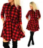 Partykleider 2023 Explosionen Freizeit Vintage Herbst Herbst Frauen Plaid Check Print Frühling Casual Shirt Kleid Mini Q0035