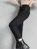 Jeans de femme oversize 95kg harem ajouter velours 2023 hiver taille haute denim pantalon noir épais vaqueros chaud baggy coréen femme pantalon