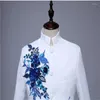 Men's Suits Chinese Tunic Suit Men Blazers White Fashion Jackets Middle-aged Elderly Stand Collar Tang Dress Chorus Performance Costume