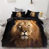 3D -tryck sängkläder set anpassad täcke täckning set kung europe usa clefer quilt filt cover set djur svarta lejon sängkläder 201211278z