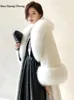 Женская одежда из искусственного меха, женская одежда, зимнее пальто с мехом из искусственной куницы, роскошное простое пальто High Street, повседневный стиль, топ больших размеров 231122