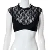 Damen-T-Shirts Ly Released Summer Lace Hollow-out Stitching Slim Fit Sexy Design Sleeveless Top T-ShirtDamen DamenDamen