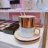 Wine Glasses Light Luxury Ins Style Ceramics Coffee Cups Mug And Saucers Spoon Sets With Tea Soy Milk Breakfast Mugs Dessert Plate