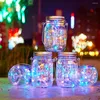 Garrafas de armazenamento Solar Light tampa da tampa pendurada Party Firefly Firefly Boca regular 20 lâmpadas de lâmpadas LEDs para a decoração do jardim de pedreiro fada