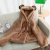 Faux manteaux en fourrure pour femmes, japonais et coréen, mignons Lolita, hiver, étudiants, à capuche, veste chaude Kawaii, fourrure, manteau en coton doux