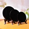 Decoratieve Objecten Beeldjes Natuurlijke Zwarte Obsidiaan Steen Cirkel Schijf Ronde Plaat FengShui Spiegel Voor Thuiskantoor Decor239K