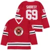 Movie College 69 Shores Hockey Jersey Series Irish Letterkenny Team Color Away Red All Stitched University Transpirable Pure Cotton Pullover HipHop University