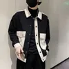 Chaquetas para hombres Otoño Invierno Polo-Cuello Suelto Casual Moda Chaqueta Hombres Manga larga Patchwork Botones Abrigo Homme Cardigan Top Tendencia masculina