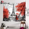 Miracille Europa Romantische Stad Parijs Eiffeltoren Patroon Tapijt Muur Opknoping voor Thuis Decoratief Polyester Wanddoek Tapijt T2261q