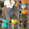 2023 Tracksuits Womens Designer Clothing Summer Collar 3D Pocket Printing Fashion Crop Top And Shorts Two Piece Set Plus Size 3xl