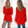 Suéteres femininos Mulheres Camisola Quente Cor Sólida O Pescoço Solto Algodão Malha Pulôver Longo Suéter Casual Blusa Oversize Senhoras Hipster RoupasL231122