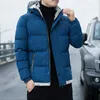 Men's Down Parkas 2023 Winter Men Puffer Jacket Long Sleeve Hooded Coat Bomber Thickened Warm Zipper Outerwear Korean Fashion 231122