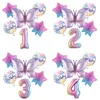 Party Decoration 6pcs Pink Purple Gradient Butterfly 30inch Number Balloons Set Baby Shower Decor Helium Ballon Birthday Wedding Globos