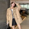 Women's Trench Coats High Sense British Style Mid-Length Coat Clothing 2023 Autumn Fashionable Small Lace-up Slimming