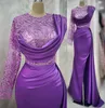 2023 апрель Aso Ebi Lavender Mermaid Prom Promply Кружевое атласное сексуальное вечернее вечера второй прием с днем ​​рождения платья платья Robe de Soiree ZJ605