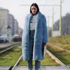 Women's Fur Winter Women Faux Coat Luxury Long Loose Lapel European Toka OverCoat Thick Warm Female Plush Coats