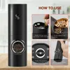 Mills Automatic Electric Mill Pepper e Grinder Salk com LED Light Ajusta Ajuste Spice Grinder Ferramenta de cozinha 230422