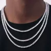 Hip -Hop -Schmuck Großhandel für Männer Kubikzirkonia aus 14 Karat Golkter Diamant Messing -Tenniskette Halskette ausgestattet