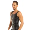 Men's Tank Tops iiniim Mens Moto Lingerie for Evening Party Clothing Leather Sleeveless Vest Top Clubwear Undershirt Waistcoat 230422