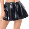 Saias femininas Patente Patente Patente Miniskirt Club Bar Pólo Pólo Dança Costume Invisível Zipper A-Line Mini Saias 230421