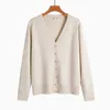 Cardigan tricoté pour femmes, grande taille, pull à col en v, polyvalent, couleur unie, 1s, nouvelle collection