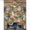 Women's Sweaters 3d Floral Print Sweater For Women Loose O Neck Pullover Ladies Long Sle Top Autumn Fashion Casual Plus Size Fe ClothingL231122