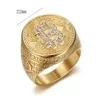 Novo hip hop hiphop anel de titânio aço vácuo galvanizado diamante incrustado anel masculino bitcoin
