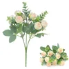 Decorative Flowers Artificial Flower Bouquet Eucalyptus Rose Bud Simulation Green Plant Wedding Home Garden Balcony Pography Decoration