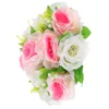 Bouquet de boules de fleurs décoratives, colonne de Table artificielle, couronne de plomb de route, fausses roses en plastique, décoration de maison