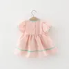 Meisje jurken babymeisjes zomerjurk plaid korte mouw kleding peuter kinderen prinses feest mode -outfit geboren kleding baby's