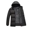 Vestes pour hommes Hommes en peluche épaissie Parkas hiver à capuche coupe-vent imperméable à l'eau de longueur moyenne manteau chapeau détachable plus fermeture à glissière en velours