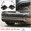 Muffler Pair Double Turbo Black Stainless Steel Pipes For Porsche Cayenne - Polished Style Exhaust Tips Drop Delivery Mobiles Motorc Dh421