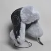 Cappelli da cacciatore invernali da uomo 100% vera pelliccia di coniglio cappello bomber colbacco berretto da uomo russo berretti da sci in pelle di pecora 231122
