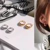 Backs Earrings Vintage Circle Gold Color Stainless Steel Hoop Ear Rings For Women Simple Exquisite Accessories Jewelry Gift