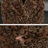Женская меховая куртка из искусственного меха весом 1,7-1,9 кг, зимняя толстая теплая леопардовая длинная плюшевая шуба, женская верхняя одежда, свободный костюм, куртка из искусственного меха кролика с воротником, женская 231121