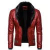 Vestes pour hommes 3 couleurs! Manteau de moto épais en cuir pour hommes, veste en cuir avec col en fourrure détachable, Style Punk, automne et hiver 2023