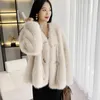 Pele feminina beliarst outono e inverno roupas casaco pequeno perfumado com decote em v topo moda versão coreana da tia jaqueta