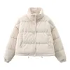 Trench da donna WFAMH2023 Bianco Autunno e inverno Corto sciolto Moda caldo velluto a coste Pane Giacca imbottita in cotone da donna Invierno