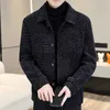 Men's Jackets 2022 Autumn Winter Striped Wool Blends Jacket Men Plush and Thicken Casual Business Short Trench Coat Social Streetwear Overcoat J231121