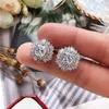 Stud Earrings Eternity Cubic Zirconia Flower For Women High Quality Wedding Accessories Classic Versatile Female Jewelry