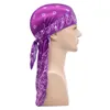 Trendy Print Long-Tailed Pirate Hat Imitation Silk Headwear Hip-Hop African Turban Caps Hijab Bonnet Durag Hair Accessories