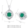 Pendant Necklaces EYIKA Vintage Fusion Stone Zircon Hollow Flower Necklace Women Square Imitation Ruby Emerald Wedding Jewelry