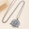 Pendentif Colliers 1 PCS Rond Triangle Eye Collier Hommes Mode Rétro Rue Tibétain Argent Couleur Alliage Boîte Chaîne Bijoux Cadeau