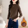 Blusas femininas meia gola alta dupla face camisa inferior de veludo alemão para mulheres no outono e inverno 2023 slim fit camada interna top