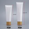 Empty White Plastic Squeeze Tubes Bottle Cosmetic Cream Jars Refillable Travel Lip Balm Container with Bamboo Cap Sthlj