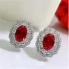 Värdefull Ruby Diamond Jewelry Set 925 Sterling Silver Party Wedding Earrings Halsband för kvinnor Bridal Engagement Smyckespresent