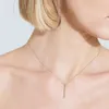 RINNTIN Gn73 Delicado minimalista joias finas 14K colar com pingente de barra de ouro maciço para mulheres